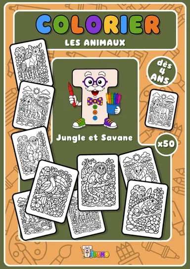 Jungle and Savanna colouring book, French edition.